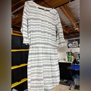 Bella Ella blue stitching white dress